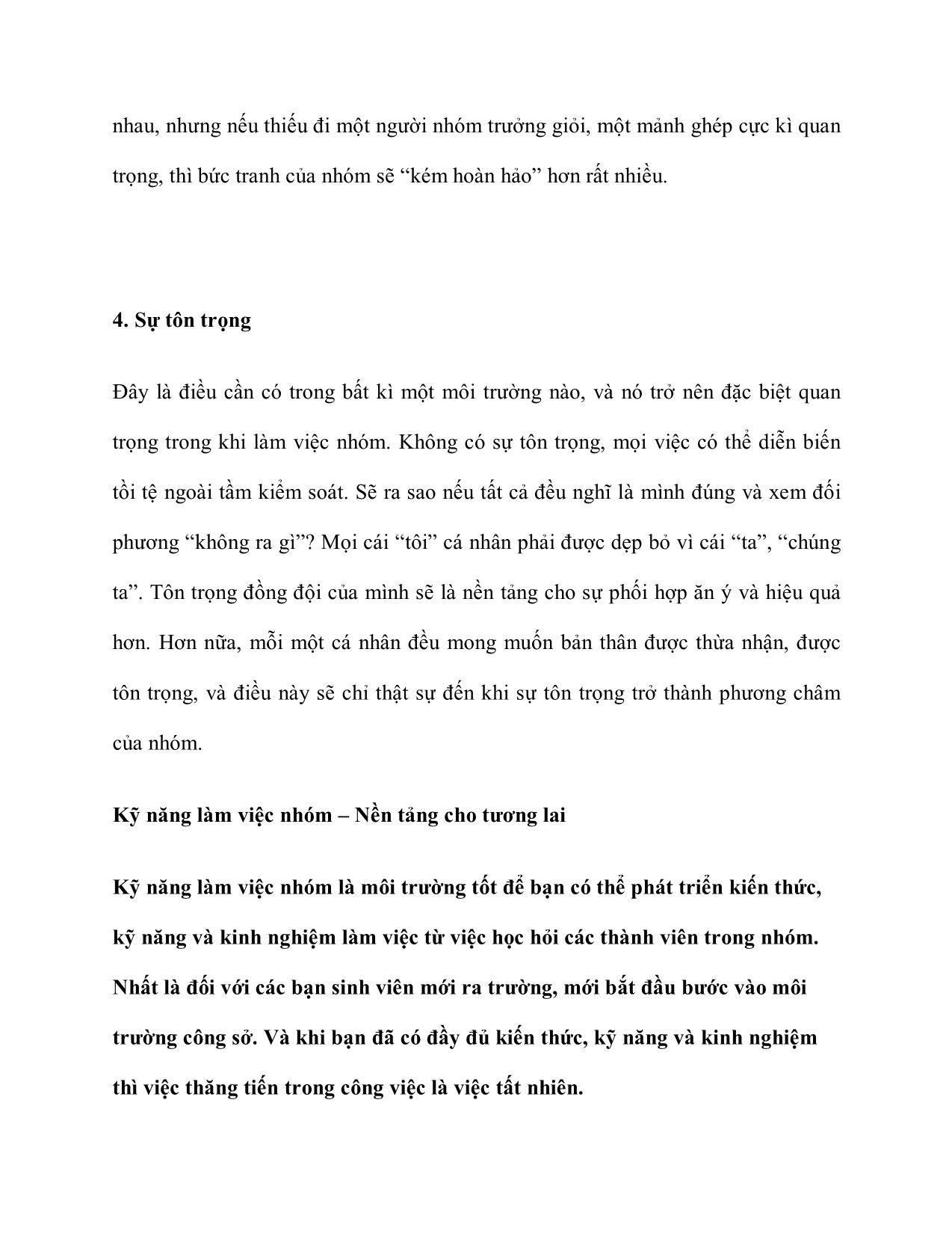 Tài liệu 4 nguyên tắc để có một nhóm hoàn hảo - Kỹ năng làm việc nhóm – Nền tảng cho tương lai trang 4