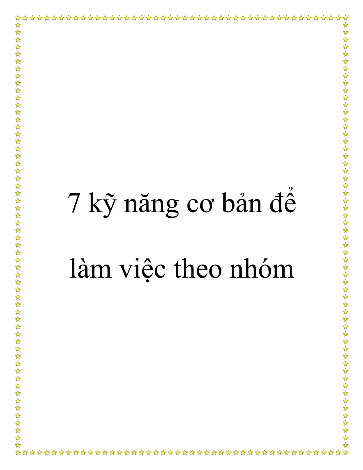 7 kỹ năng cơ bản để làm việc theo nhóm trang 1