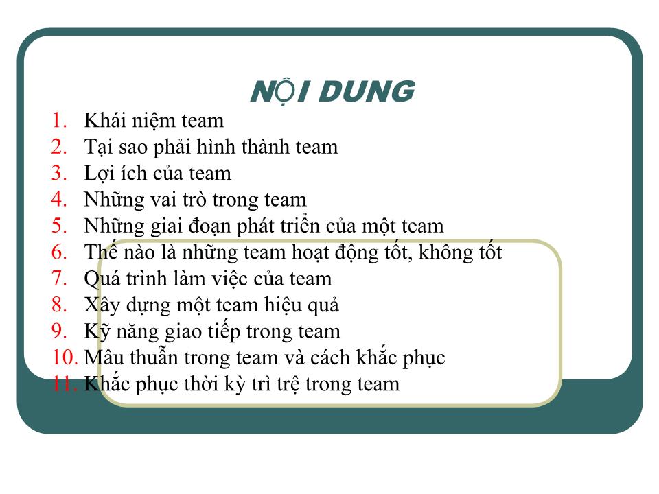 Bài giảng Kỹ năng làm việc nhóm - Chương 3: Xây dựng đội ngũ làm việc theo nhóm trang 3