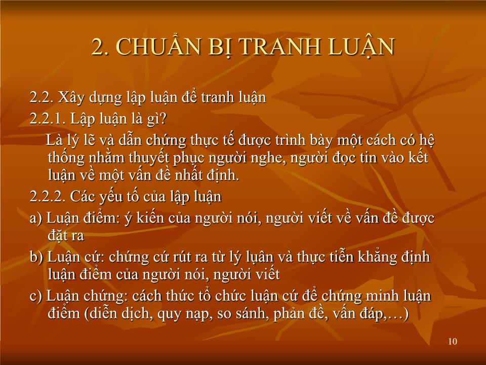 Bài giảng Kĩ năng tranh luận của đại biểu quốc hội trang 10