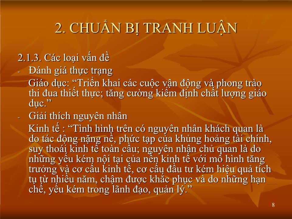 Bài giảng Kĩ năng tranh luận của đại biểu quốc hội trang 8