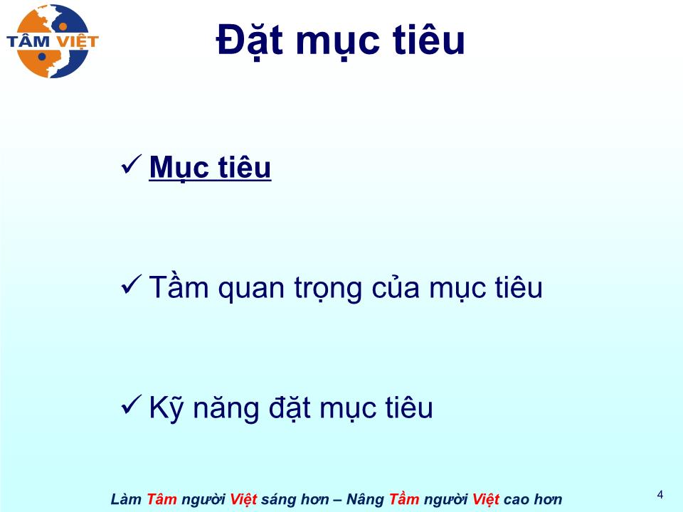 Bài giảng Kỹ năng đặt mục tiêu trang 4