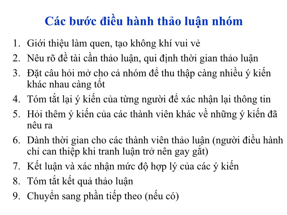 Bài giảng Kỹ năng điều hành nhóm trang 5