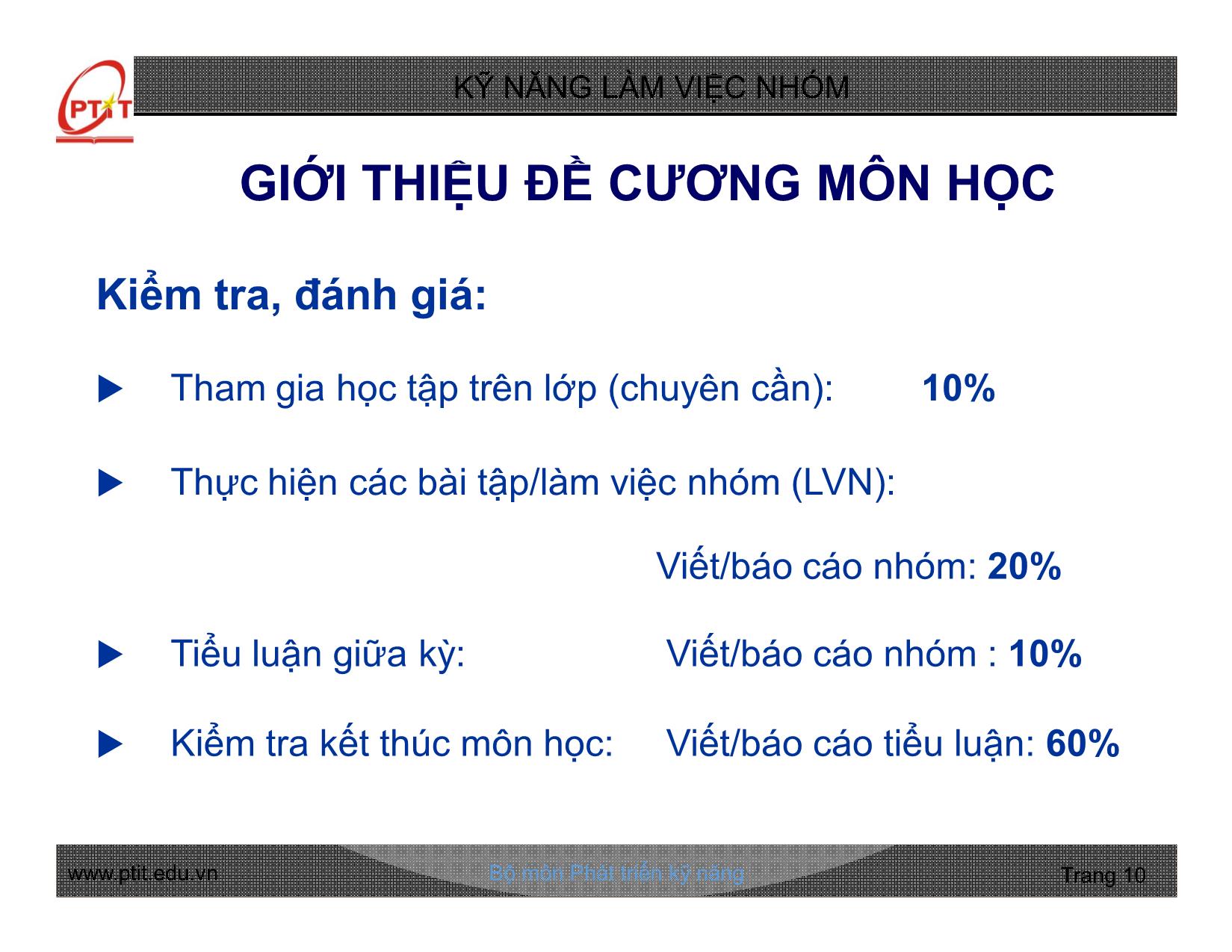 Bài giảng Kỹ năng làm việc nhóm - Chương 1: Những vấn đề chung về nhóm và làm việc nhóm - Nguyễn Quang Hưng trang 10