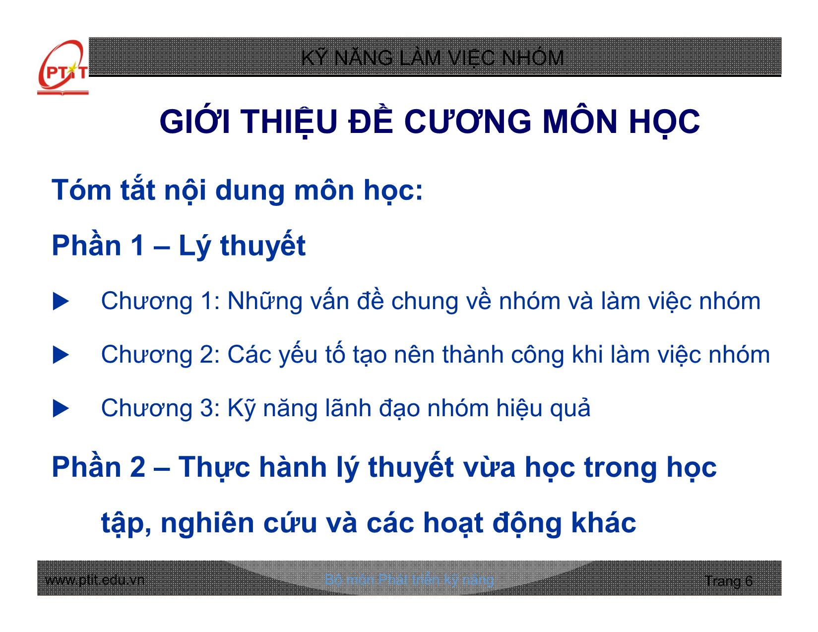 Bài giảng Kỹ năng làm việc nhóm - Chương 1: Những vấn đề chung về nhóm và làm việc nhóm - Nguyễn Quang Hưng trang 6