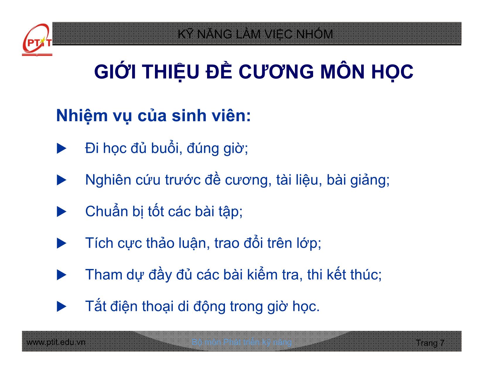 Bài giảng Kỹ năng làm việc nhóm - Chương 1: Những vấn đề chung về nhóm và làm việc nhóm - Nguyễn Quang Hưng trang 7