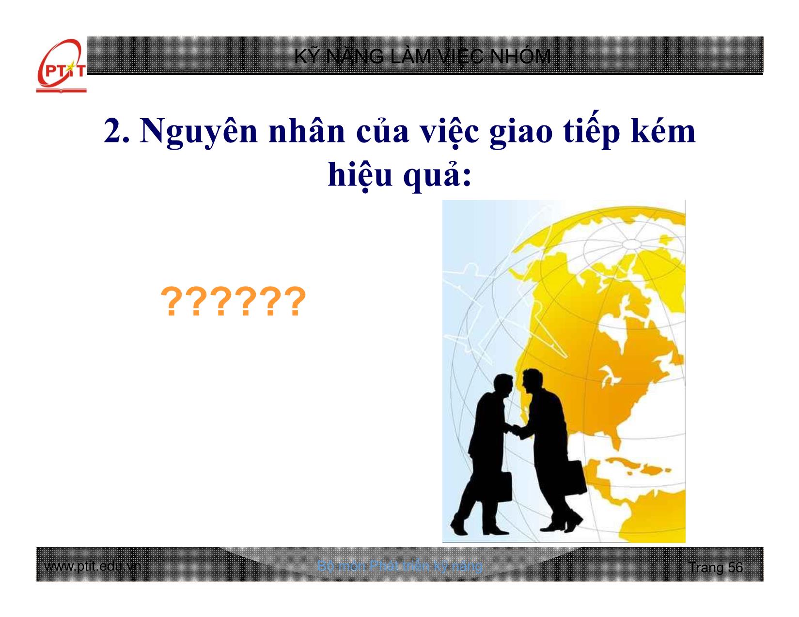 Bài giảng Kỹ năng làm việc nhóm - Chương 2: Các yếu tố tạo nên thành công khi làm việc nhóm - Nguyễn Quang Hưng trang 3