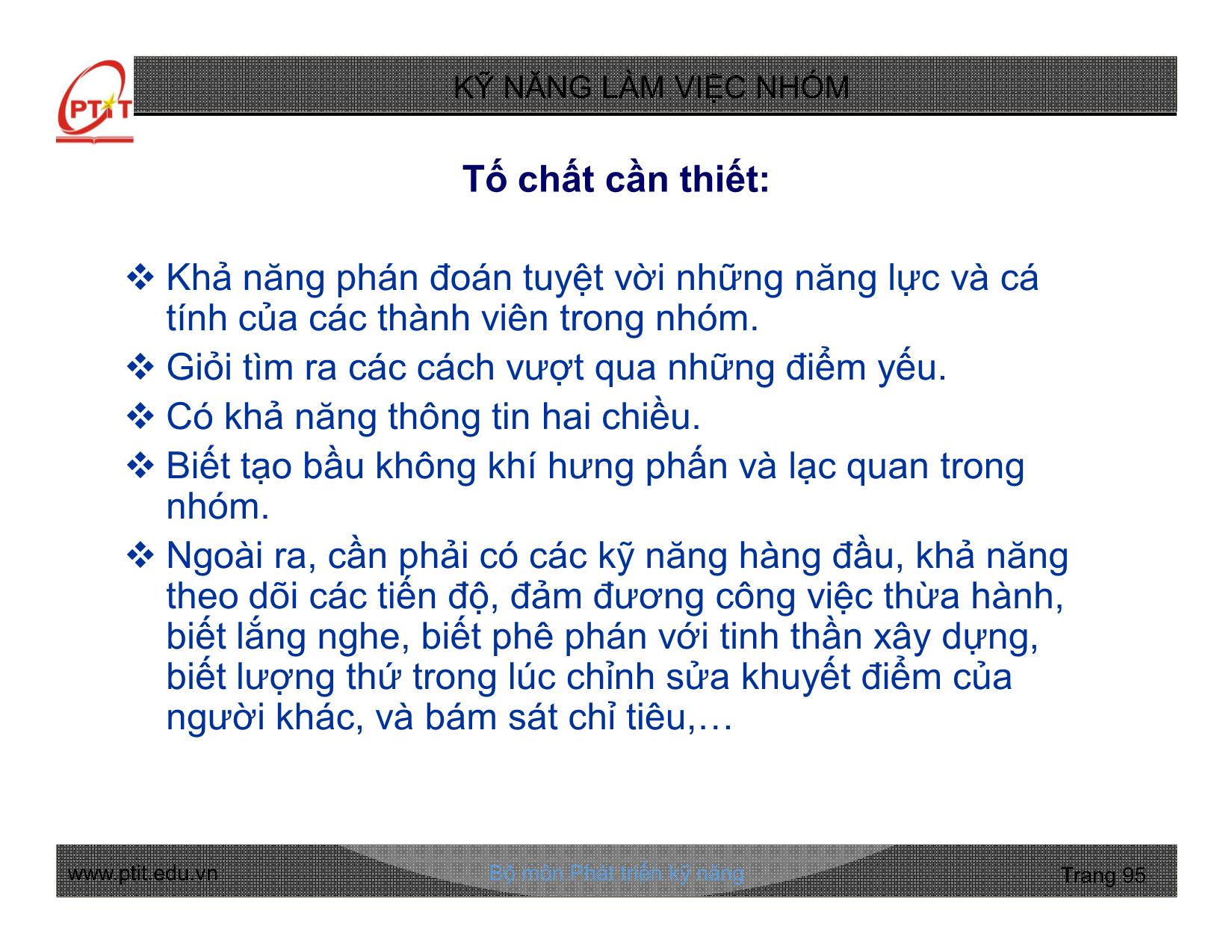 Bài giảng Kỹ năng làm việc nhóm - Chương 3: Kỹ năng lãnh đạo nhóm hiệu quả - Nguyễn Quang Hưng trang 3