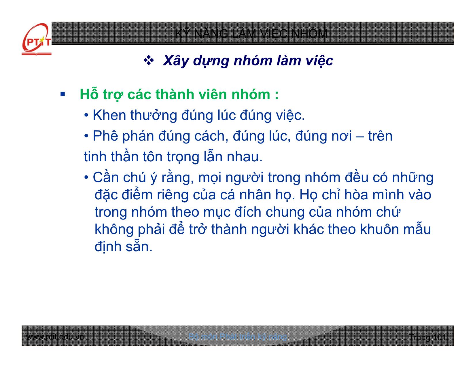 Bài giảng Kỹ năng làm việc nhóm - Chương 3: Kỹ năng lãnh đạo nhóm hiệu quả - Nguyễn Quang Hưng trang 9