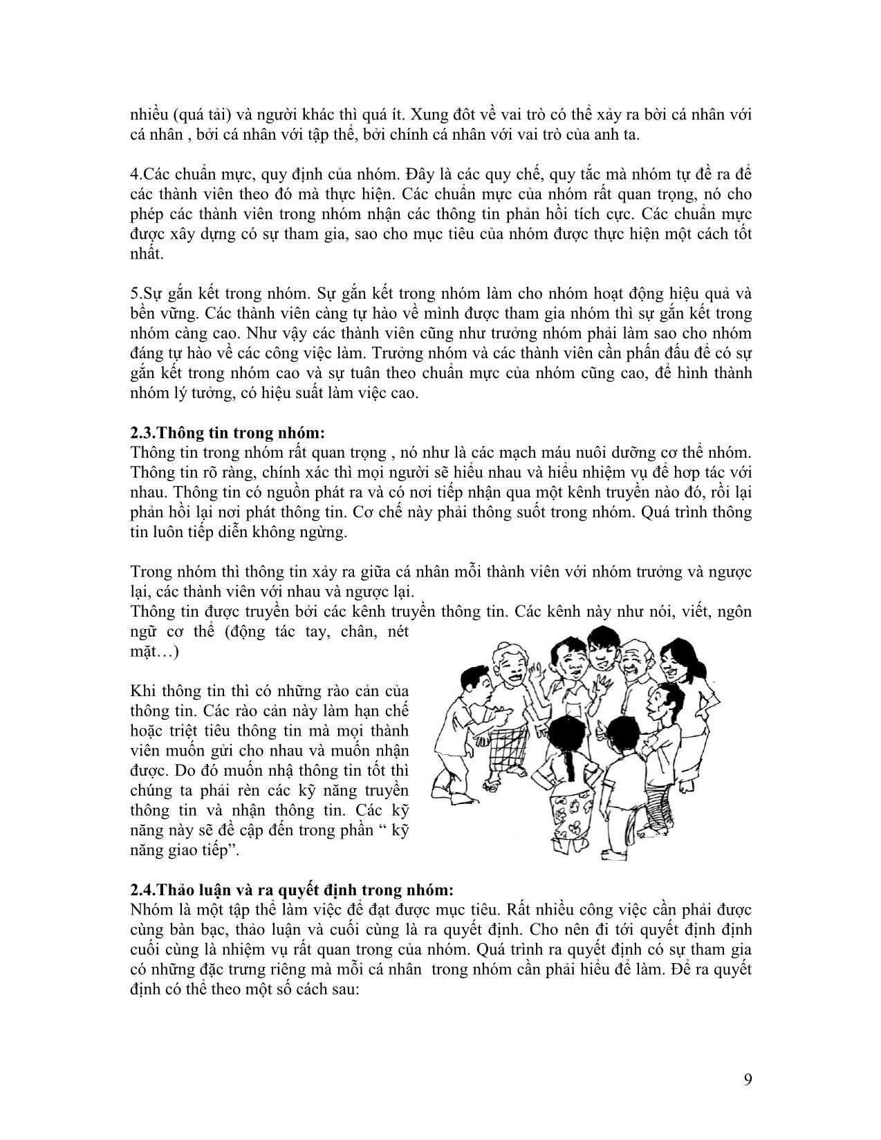 Giáo trình Kỹ năng làm việc nhóm (Phần 1) trang 9