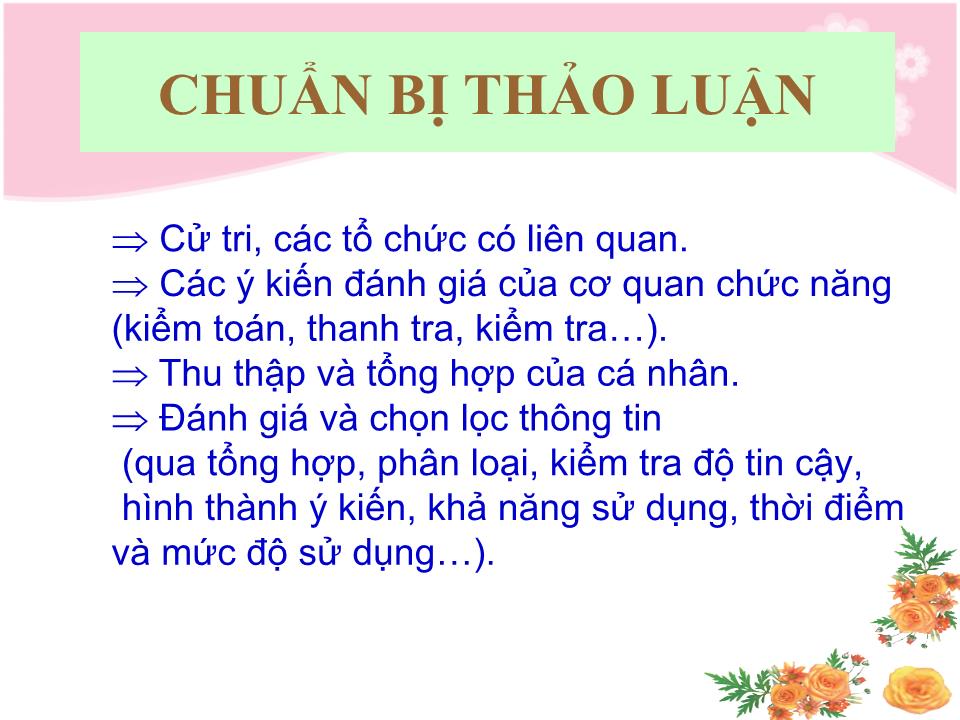 Bài giảng Kỹ năng thảo luận tại kỳ họp quốc hội trang 8