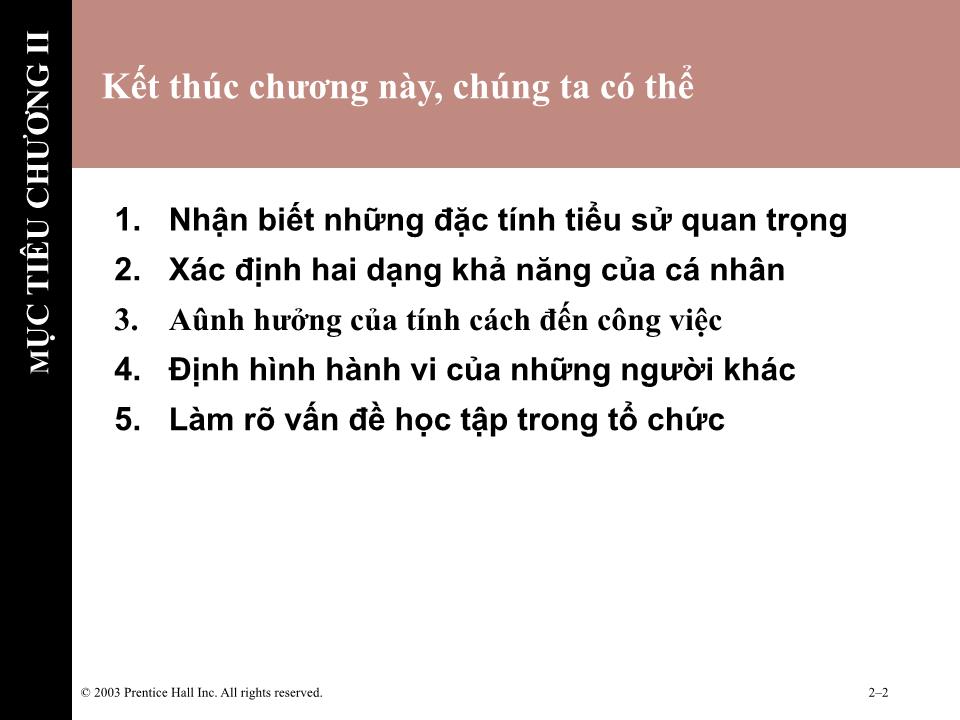 Bài giảng Hành vi tổ chức - Chương 2: Cơ sở của hành vi cá nhân trang 2