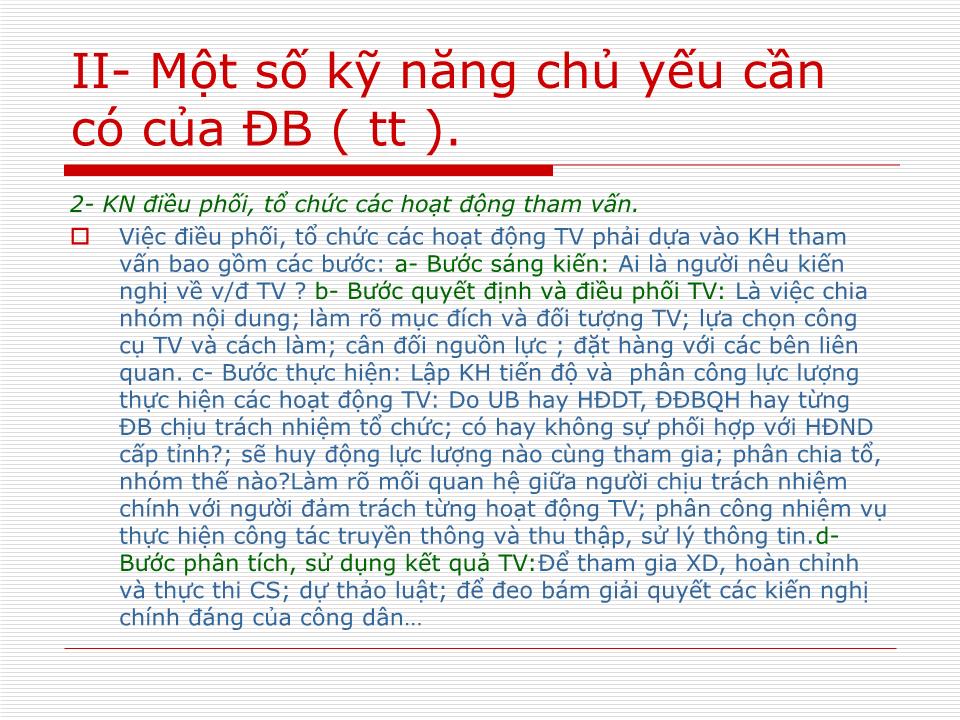 Bài giảng Một số kỹ năng cần thiết của đại biểu trong tham vấn trang 8