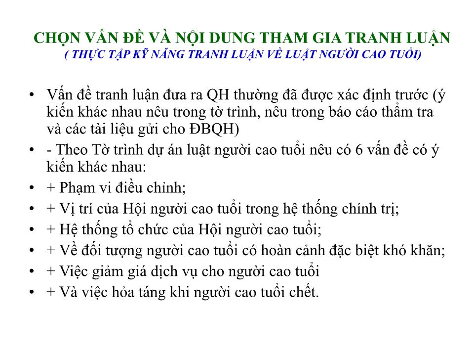 Bài giảng Thực tập tranh luận tại quốc hội trang 6