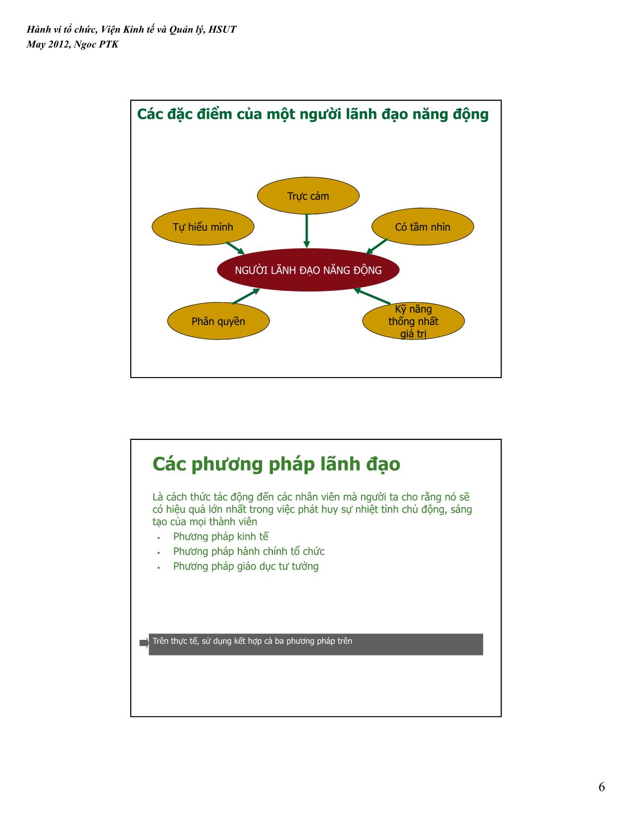 Bài giảng Hành vi tổ chức - Bài 7: Lãnh đạo và quyền lực - Phạm Thị Kim Ngọc trang 6