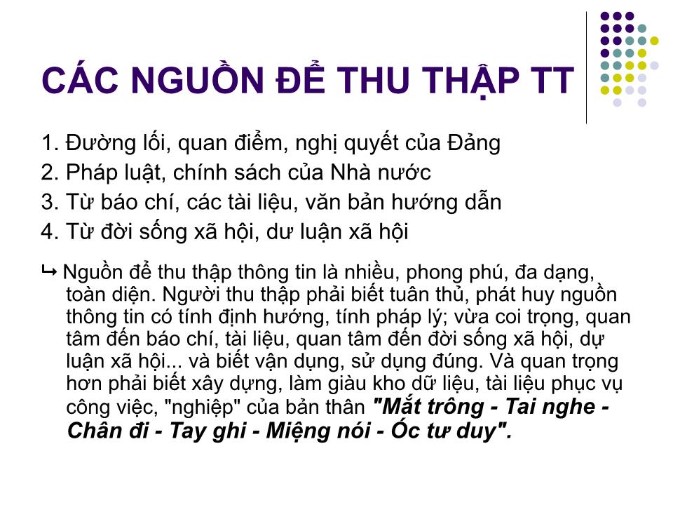 Bài giảng Kỹ năng thu thập, xử lý, trình bày thông tin - Lê Trọng Duận trang 7