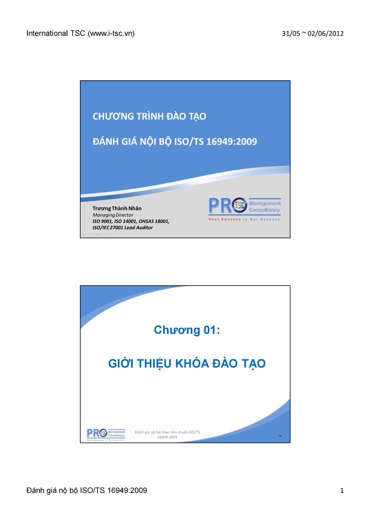 Bài giảng Tổ chức quốc tế và tiêu chuẩn hóa - Trương Thành Nhân trang 1