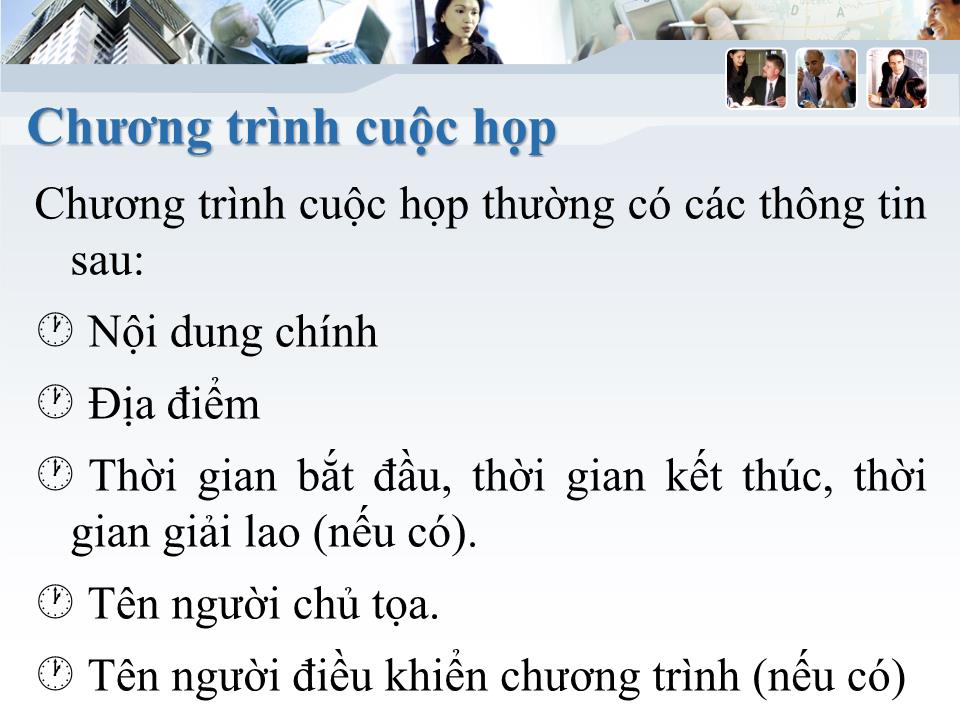 Bài giảng Kỹ năng tổ chức cuộc họp hiệu quả trang 10