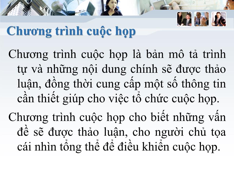 Bài giảng Kỹ năng tổ chức cuộc họp hiệu quả trang 9