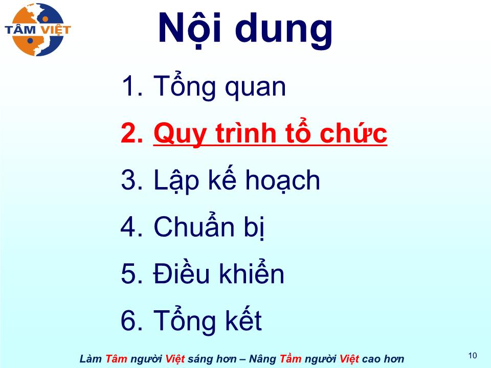 Bài giảng Kỹ năng Tổ chức Hội nghị & Hội thảo trang 10