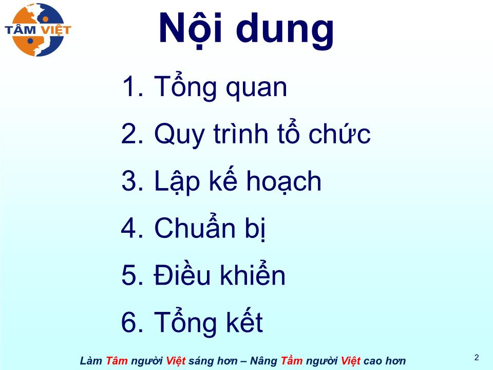 Bài giảng Kỹ năng Tổ chức Hội nghị & Hội thảo trang 2