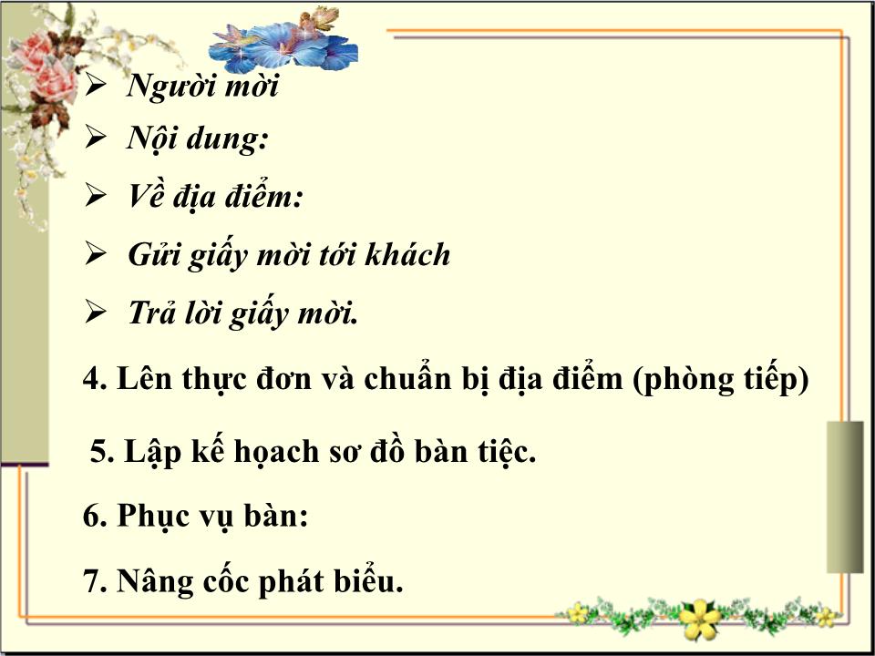 Bài giảng Chiêu đãi ngoại giao trang 9