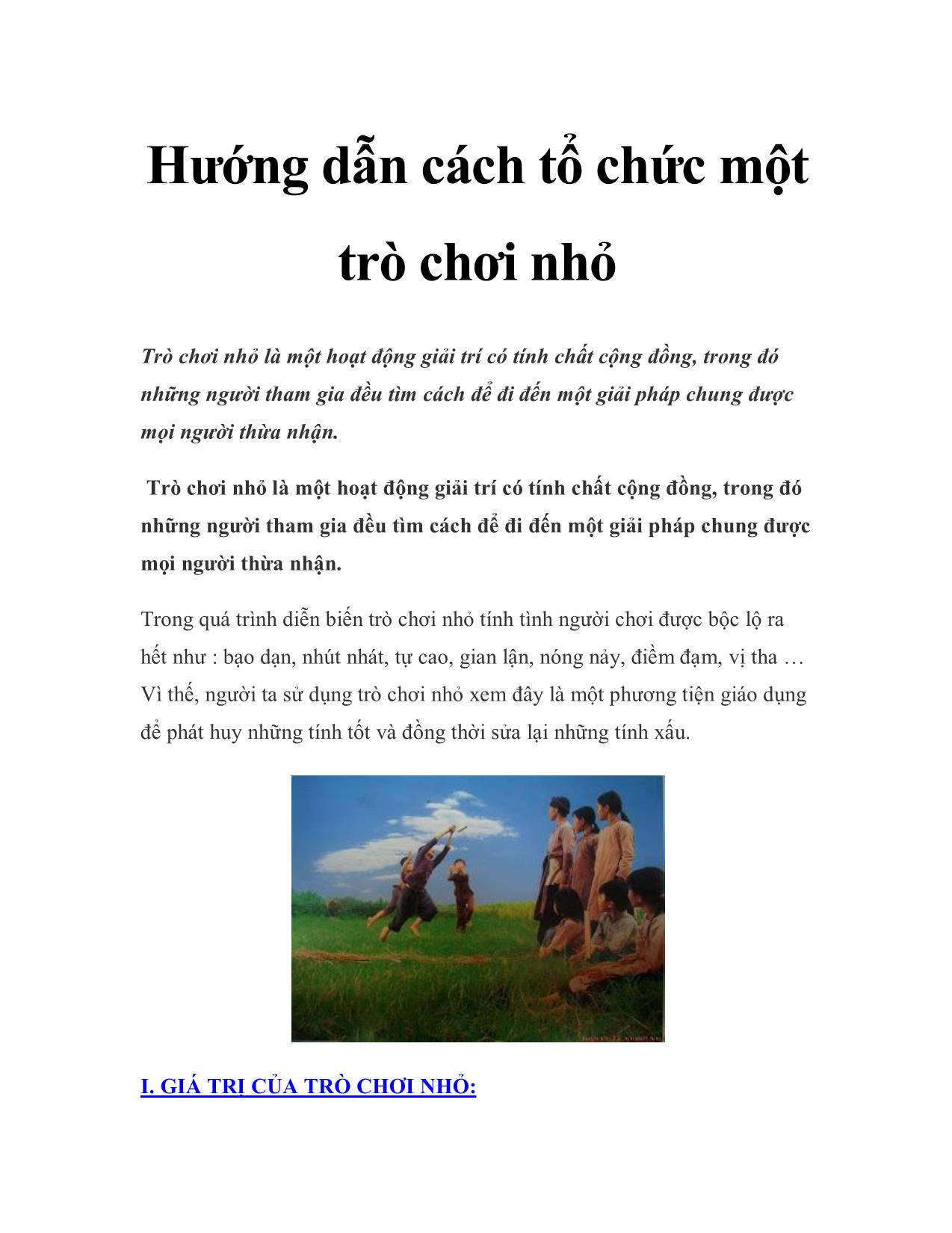 Hướng dẫn cách tổ chức một trò chơi nhỏ trang 1