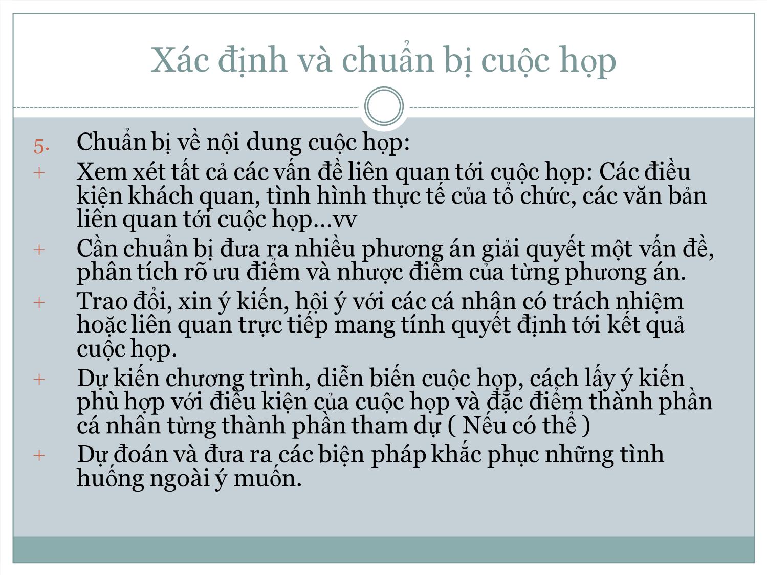 Bài giảng Kĩ năng tiến hành cuộc họp trang 10