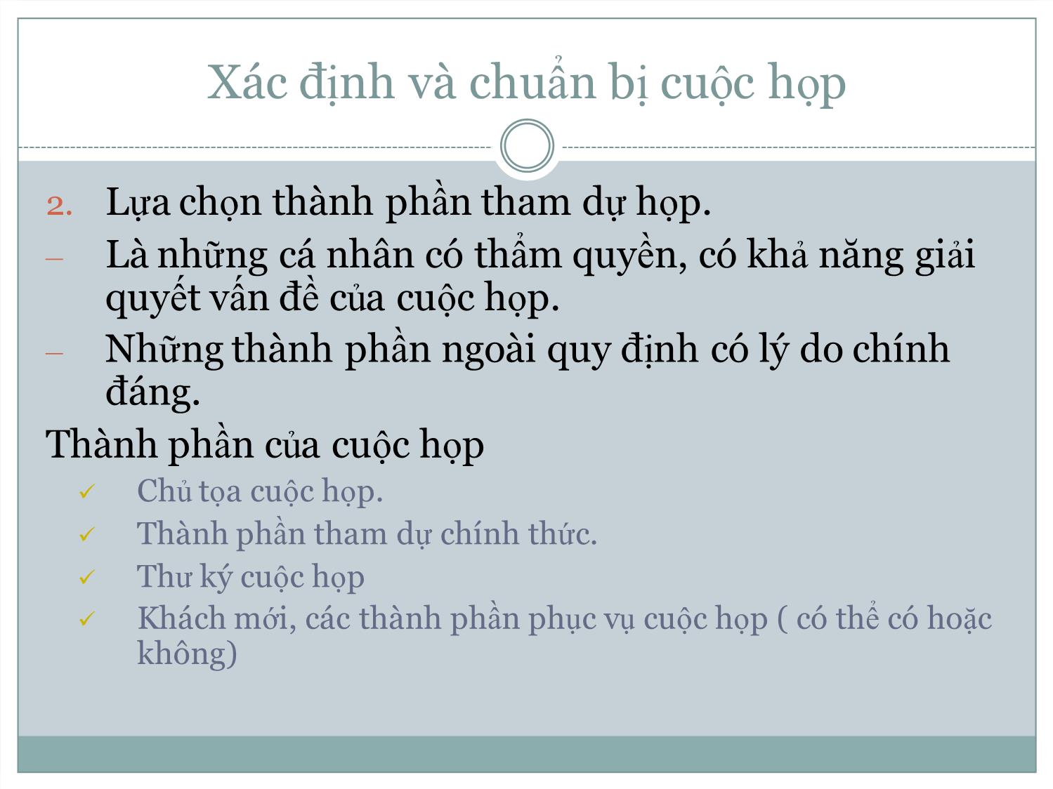 Bài giảng Kĩ năng tiến hành cuộc họp trang 7