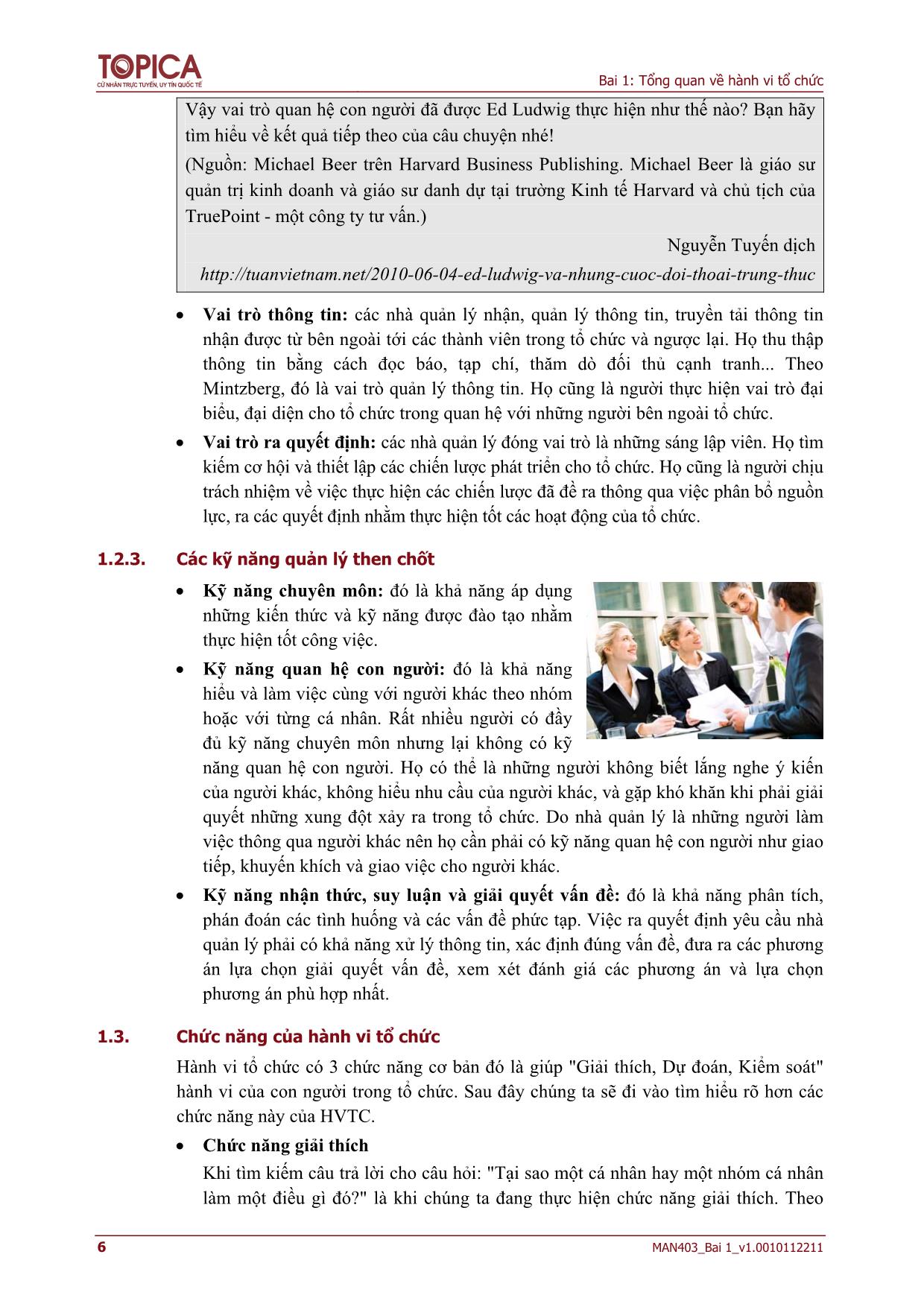 Bài giảng Hành vi tổ chức - Bài 1: Tổng quan về Hành vi tổ chức (Mới) trang 6