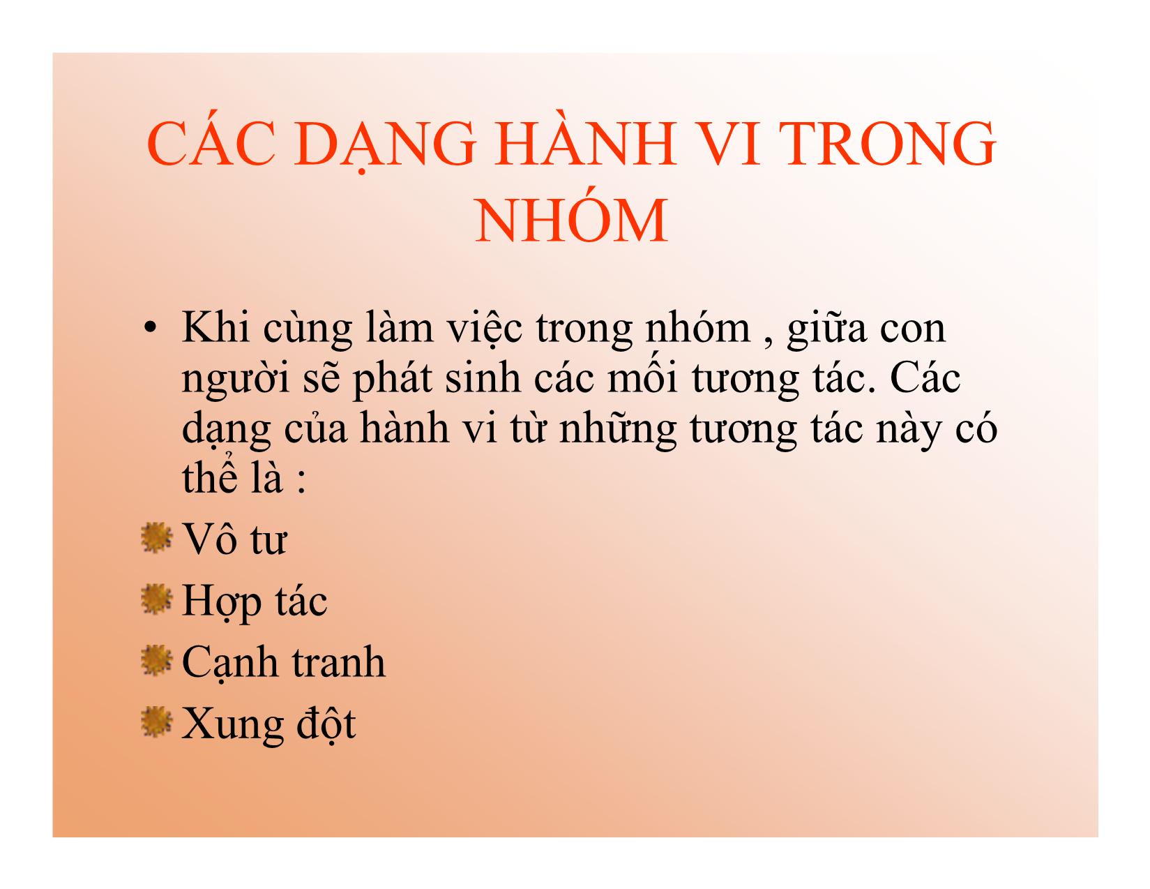 Bài giảng Kỹ năng lãnh đạo - Bài 6: Hành vi trong nhóm và xung đột - Phan Thị Minh Châu trang 2