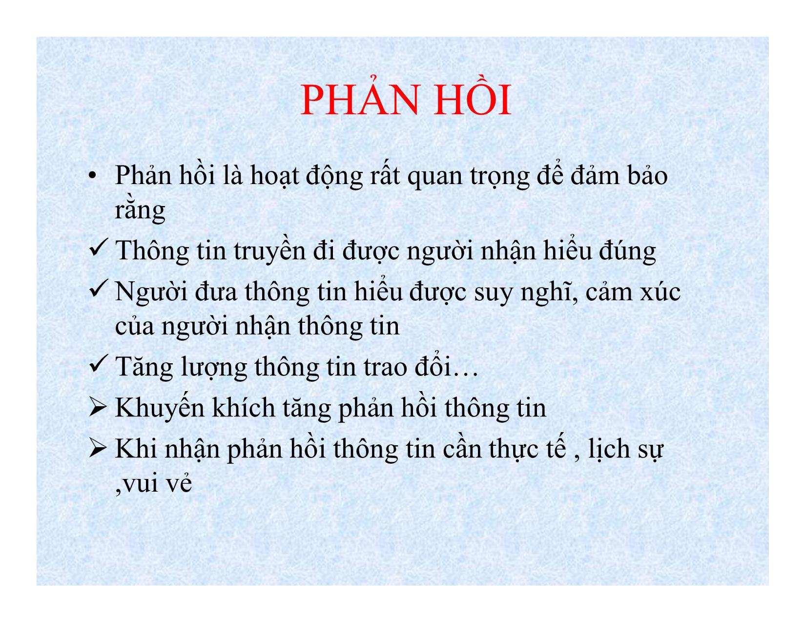 Bài giảng Kỹ năng lãnh đạo - Bài 7: Thông tin - Phan Thị Minh Châu trang 10