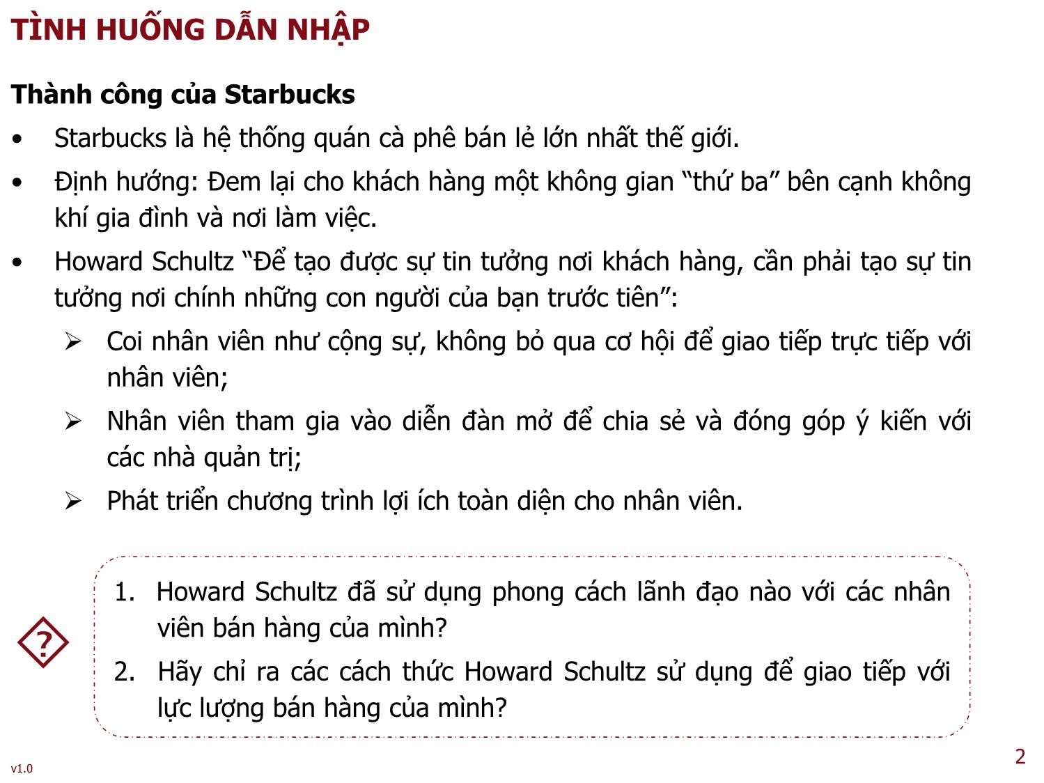 Bài giảng Kỹ năng lãnh đạo - Bài 3: Lãnh đạo lực lượng bán hàng trang 2