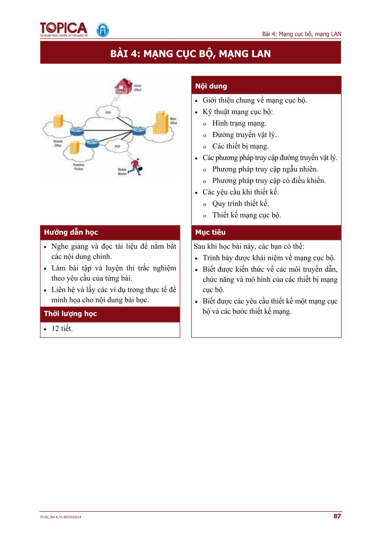Bài giảng Mạng căn bản - Bài 4: Mạng cục bộ, mạng LAN trang 1