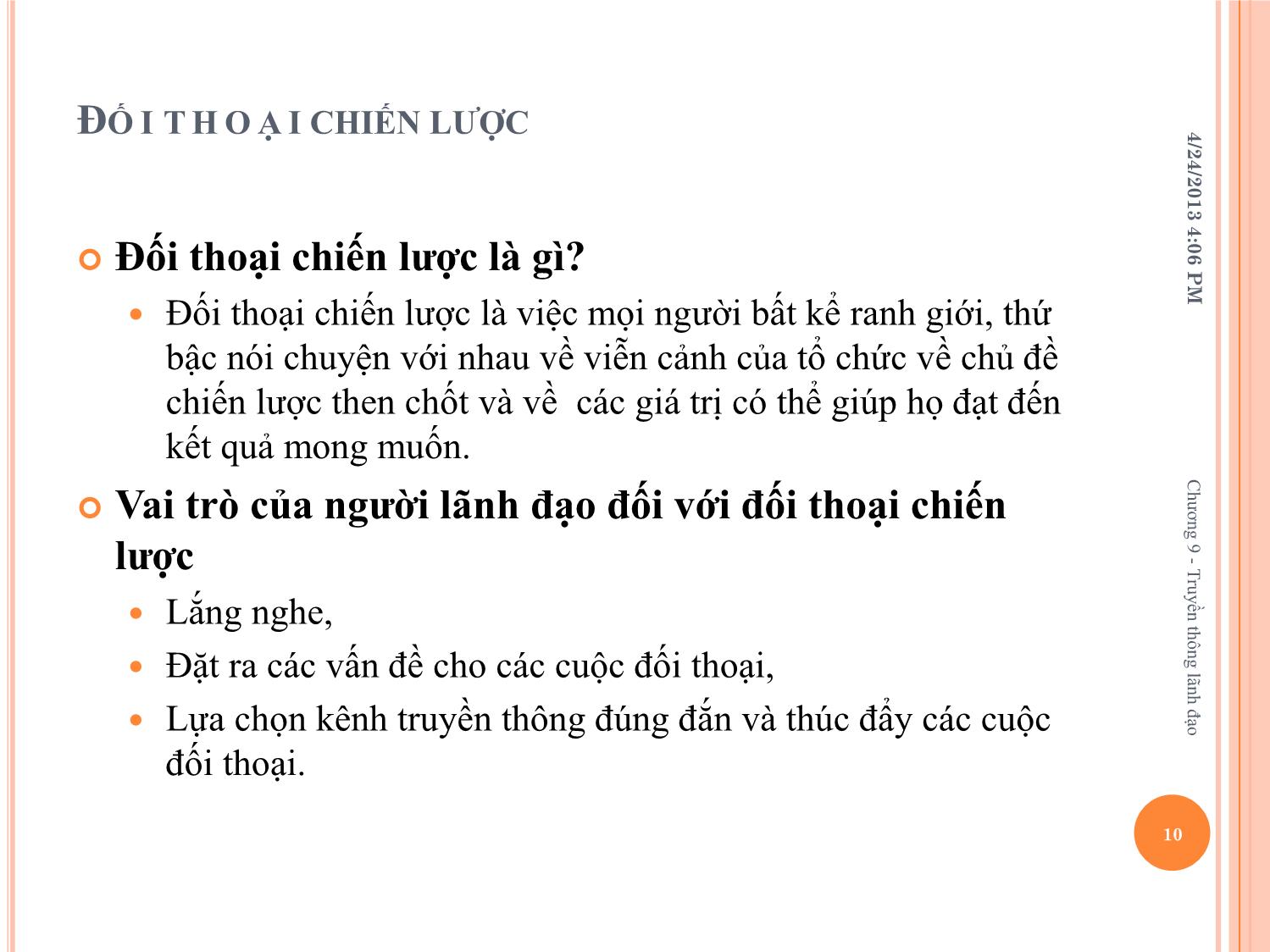 Bài giảng Kỹ năng lãnh đạo - Chương 9: Truyền thông lãnh đạo trang 10