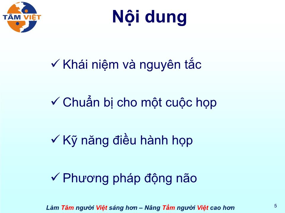 Bài giảng Kỹ năng điều hành hội thảo trang 5