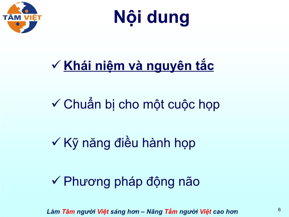 Bài giảng Kỹ năng điều hành hội thảo trang 6