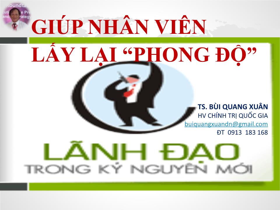 Bài giảng Giúp nhân viên lấy lại “phong độ” trang 1