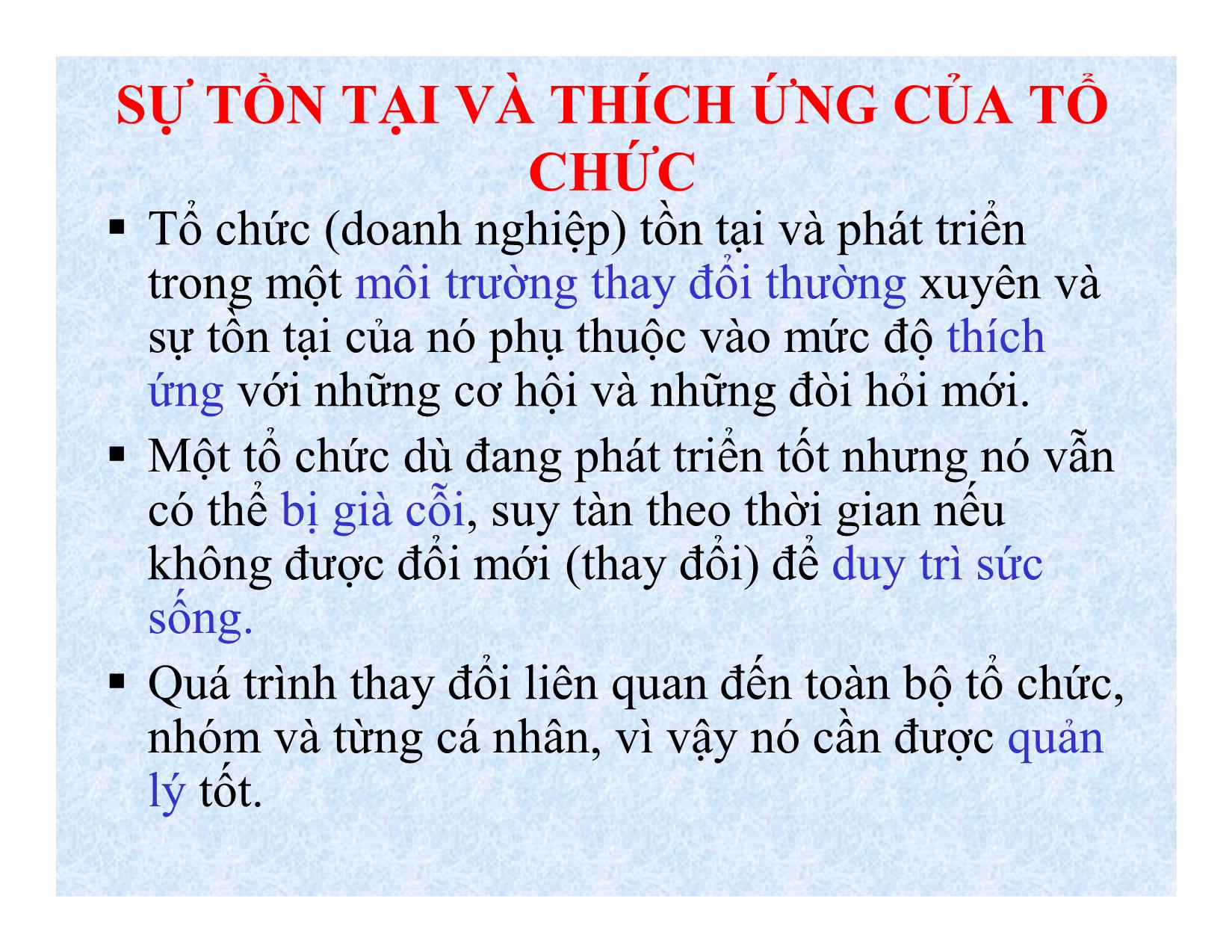 Bài giảng Quản lý sự thay đổi tổ chức trang 2