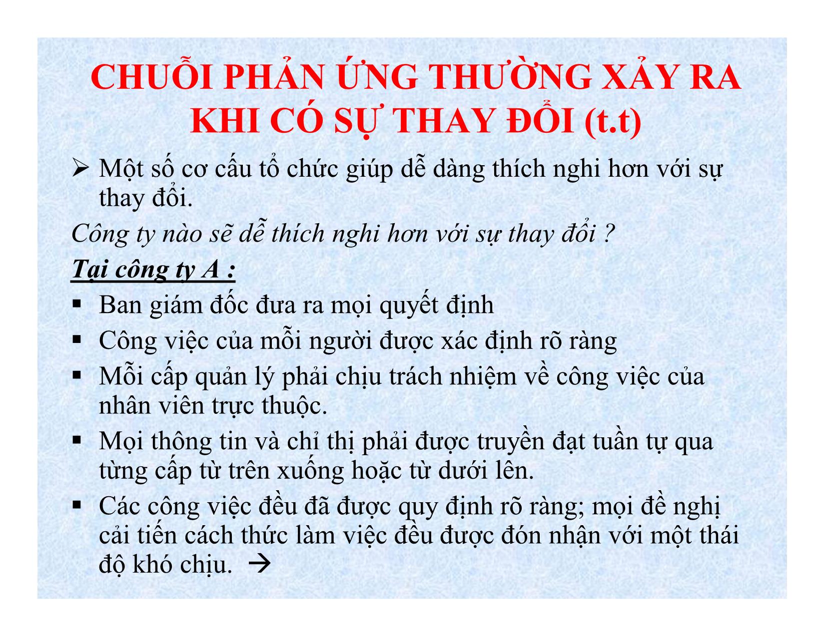 Bài giảng Quản lý sự thay đổi tổ chức trang 9