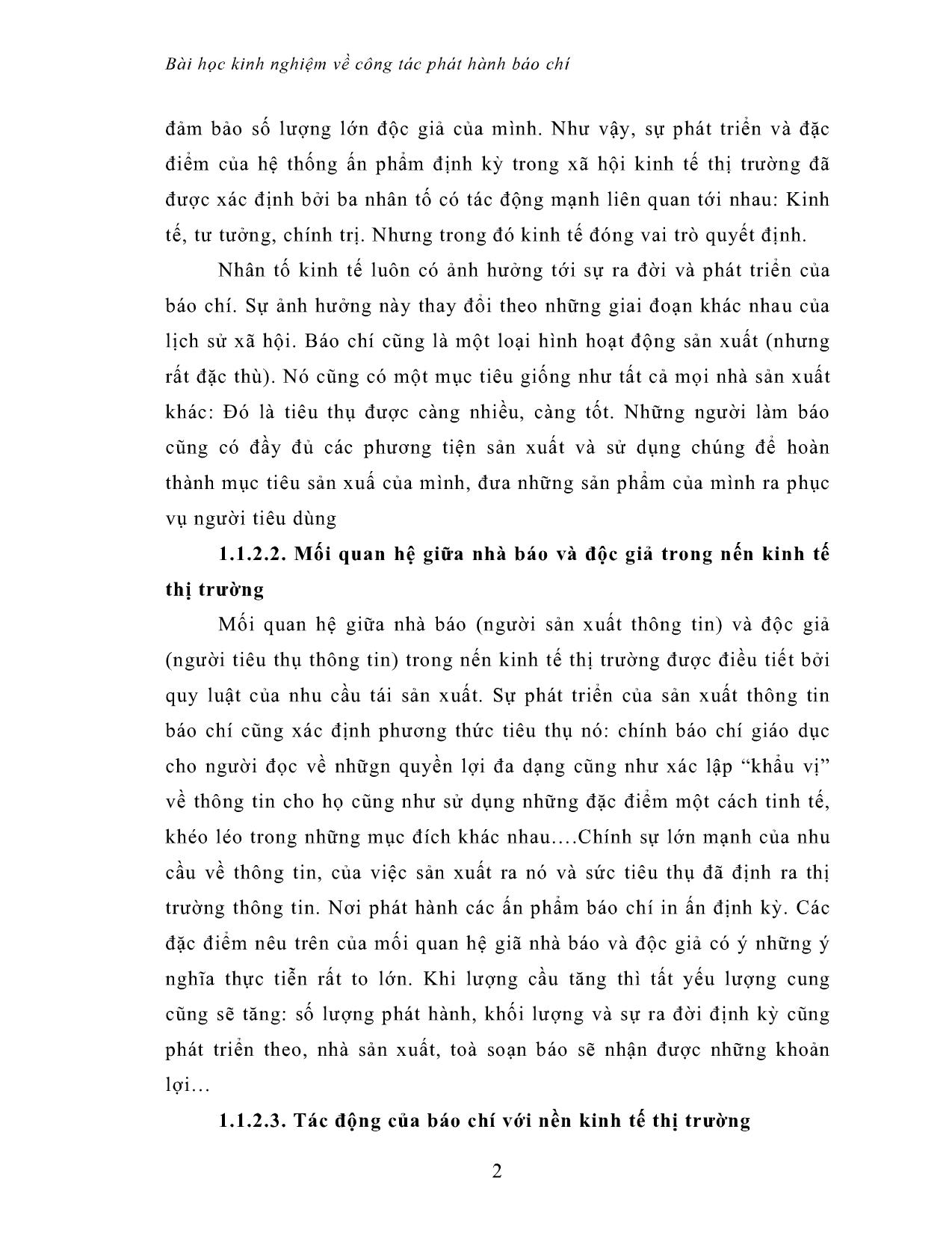 Bài học kinh nghiệm về công tác phát hành báo chí niên luận phát hành và các nhân tố ảnh hưởng tới việc phát hành báo chí trang 3