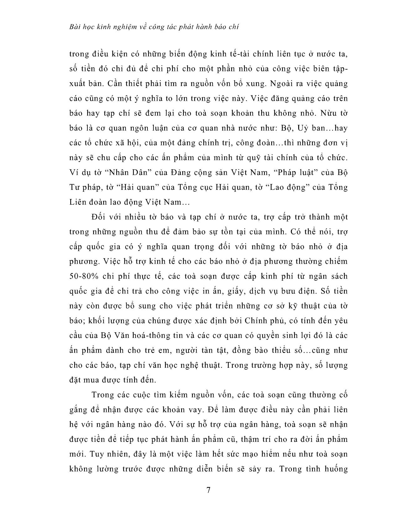 Bài học kinh nghiệm về công tác phát hành báo chí niên luận phát hành và các nhân tố ảnh hưởng tới việc phát hành báo chí trang 8