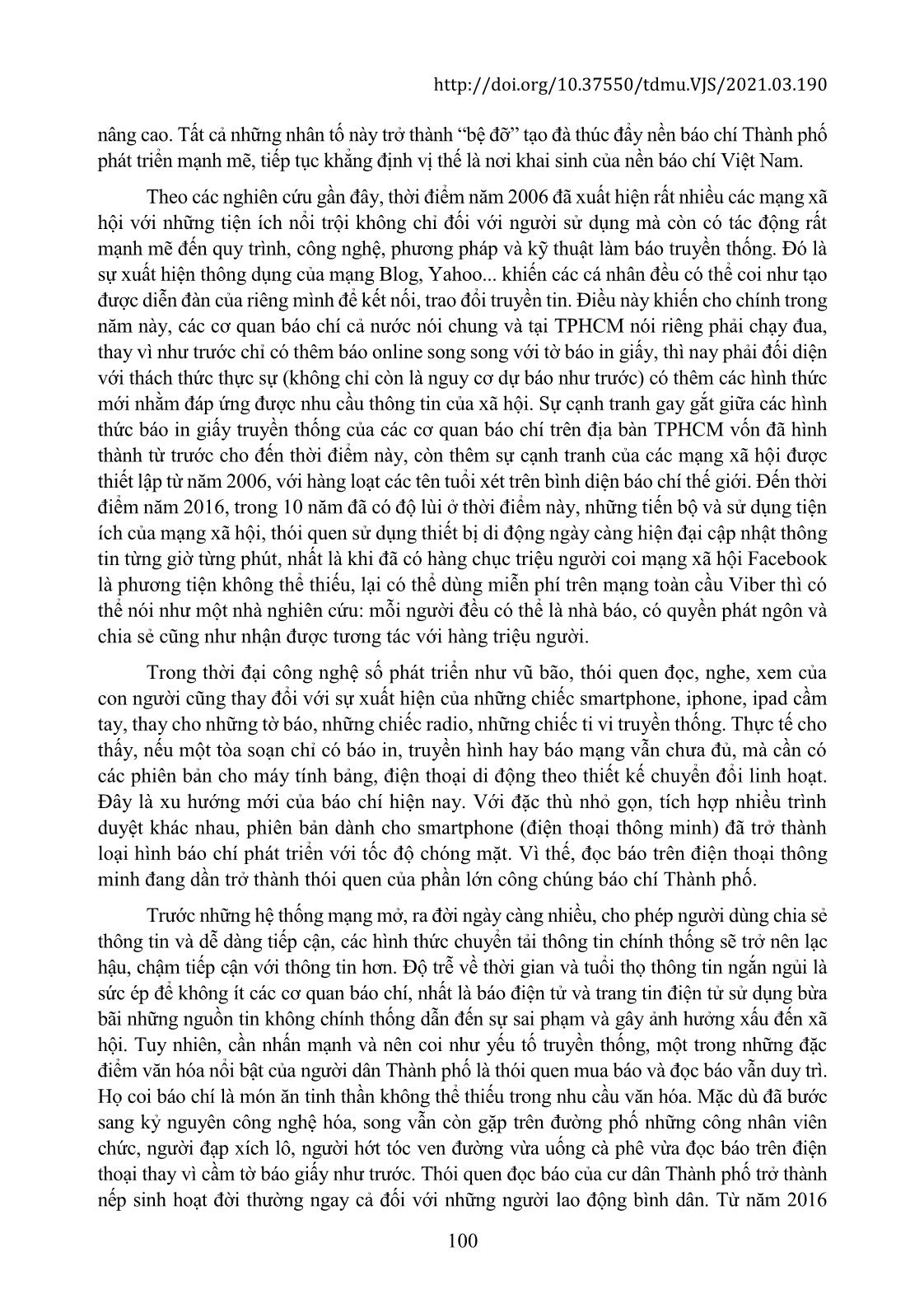 Ảnh hưởng của kinh tế, dân cư và văn hóa đến hoạt động của báo chí ở thành phố Hồ Chí Minh trang 10