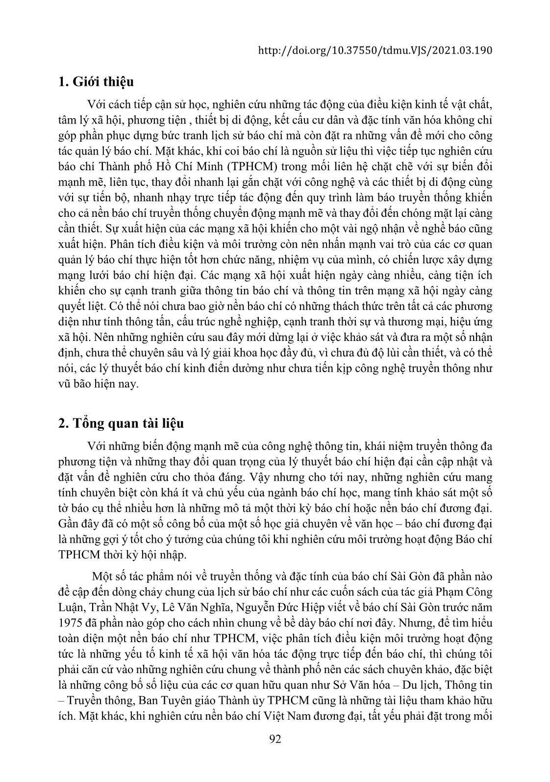 Ảnh hưởng của kinh tế, dân cư và văn hóa đến hoạt động của báo chí ở thành phố Hồ Chí Minh trang 2