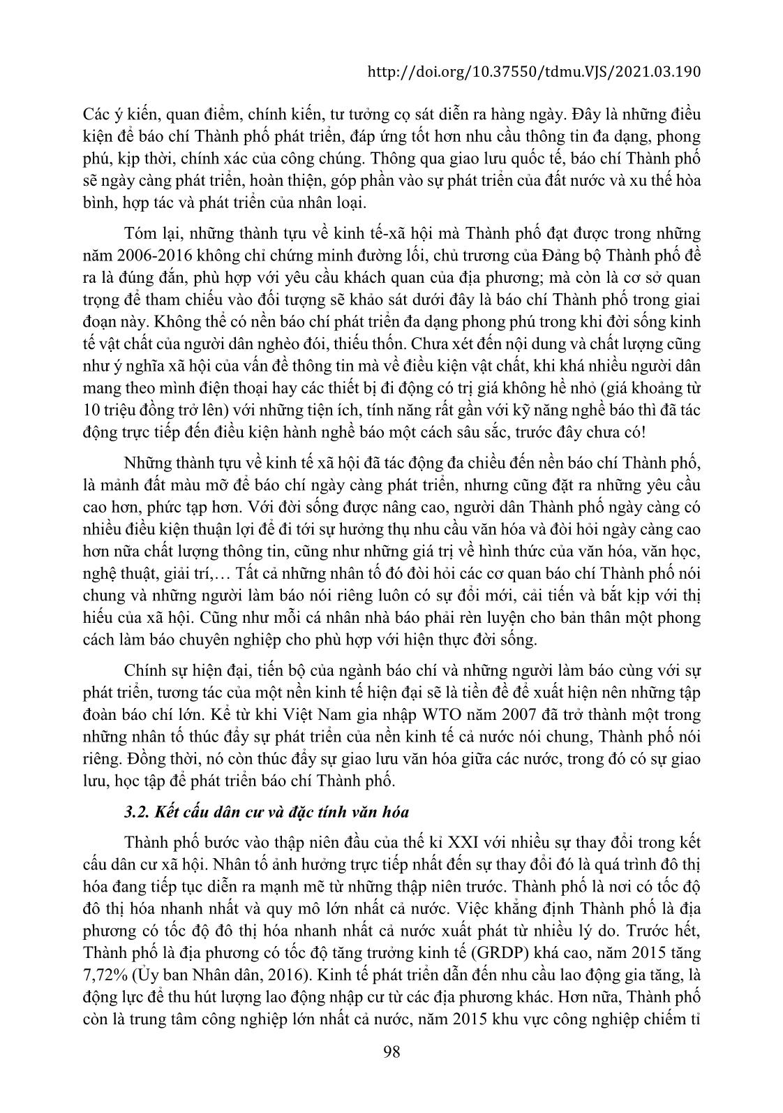 Ảnh hưởng của kinh tế, dân cư và văn hóa đến hoạt động của báo chí ở thành phố Hồ Chí Minh trang 8