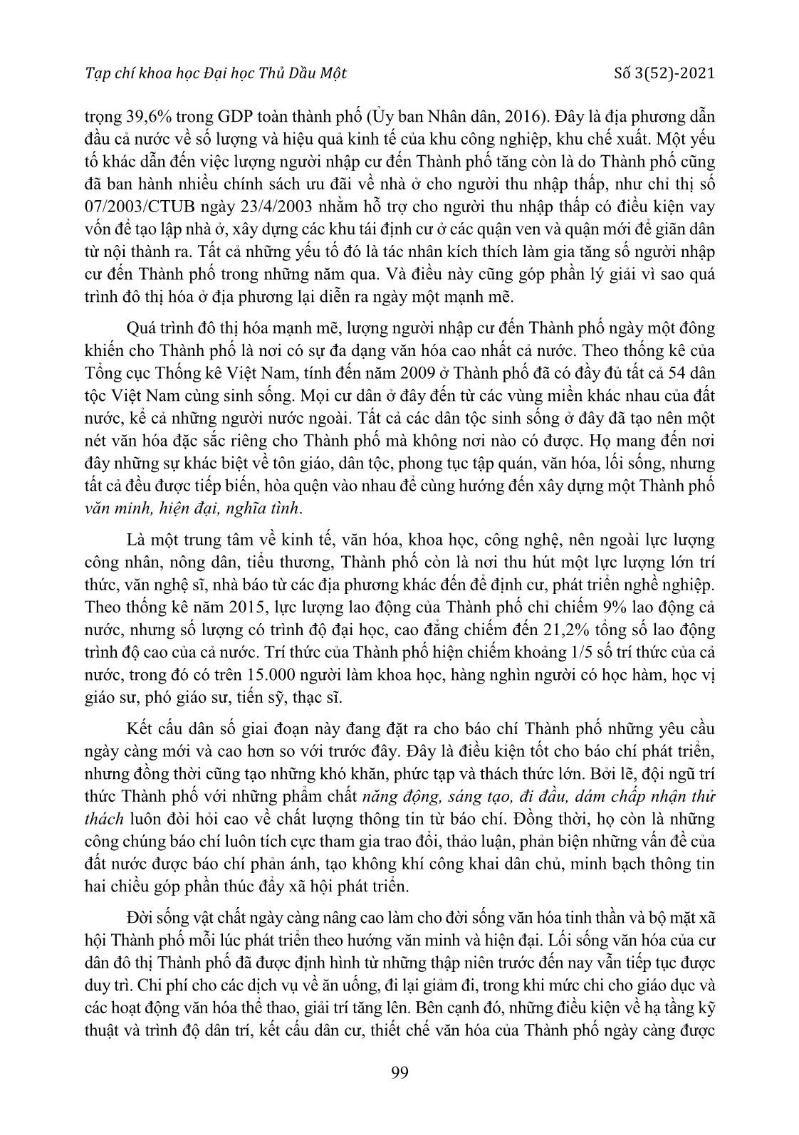 Ảnh hưởng của kinh tế, dân cư và văn hóa đến hoạt động của báo chí ở thành phố Hồ Chí Minh trang 9