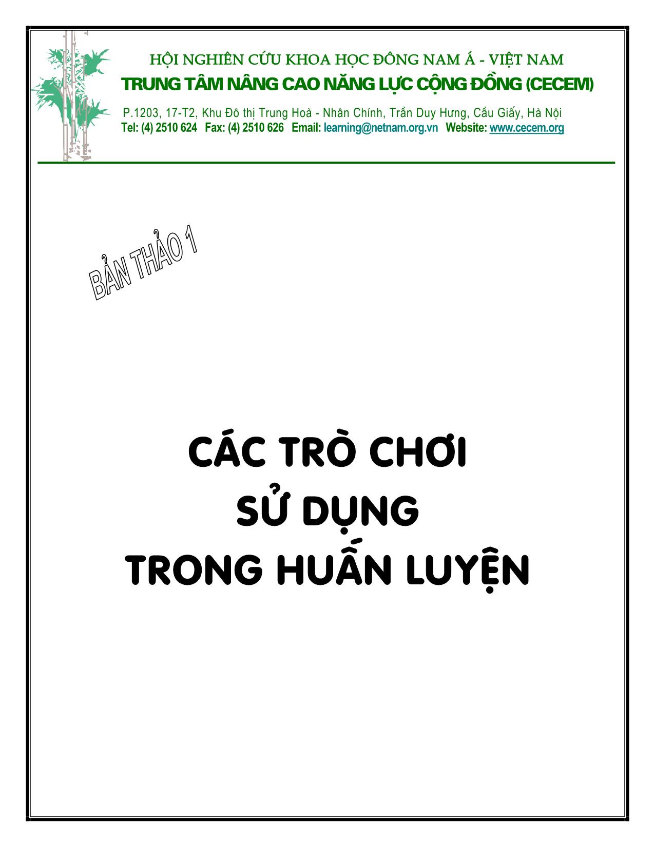 Các trò chơi sử dụng trong huấn luyện trang 1