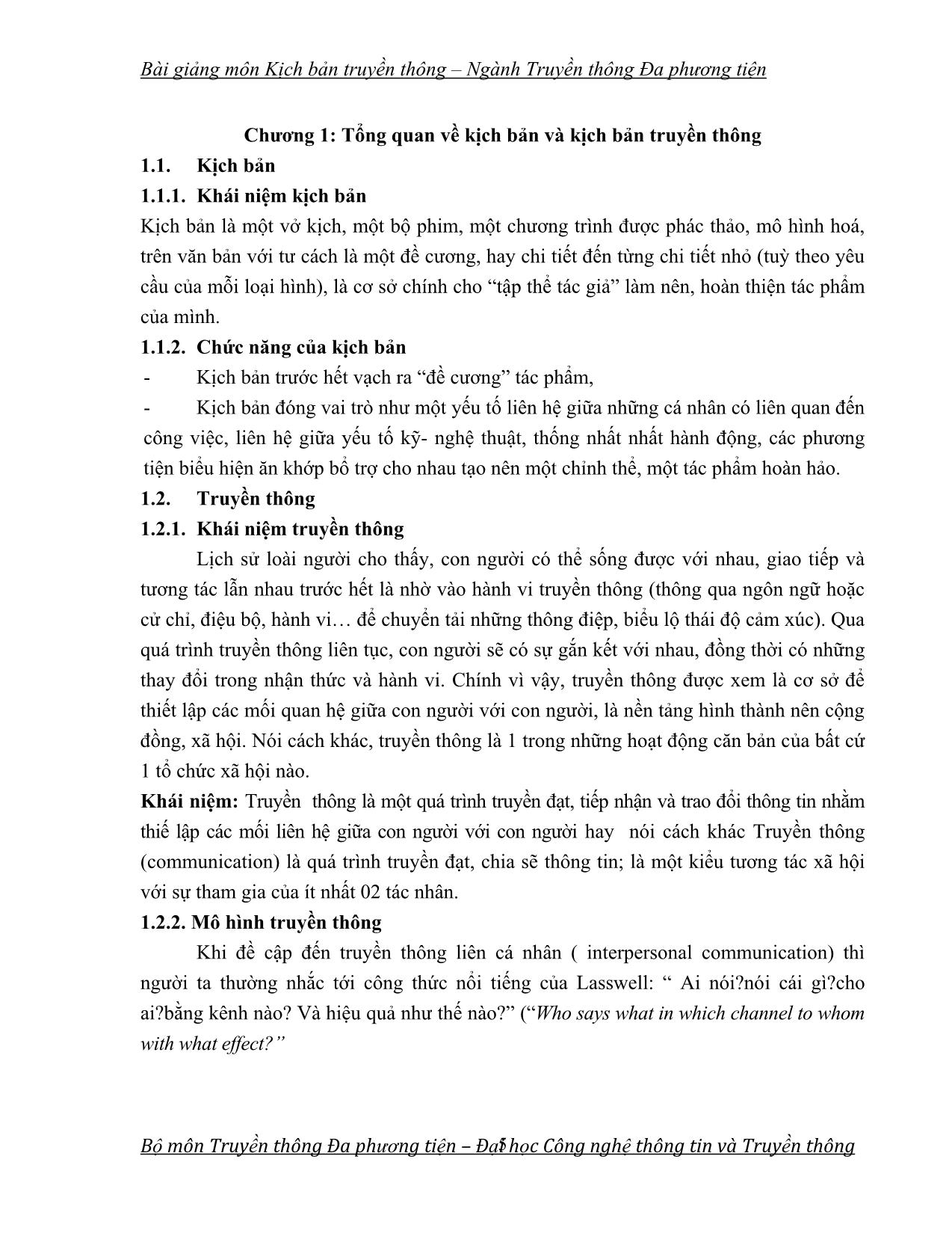 Bài giảng Kịch bản truyền thông (Phần 1) trang 5
