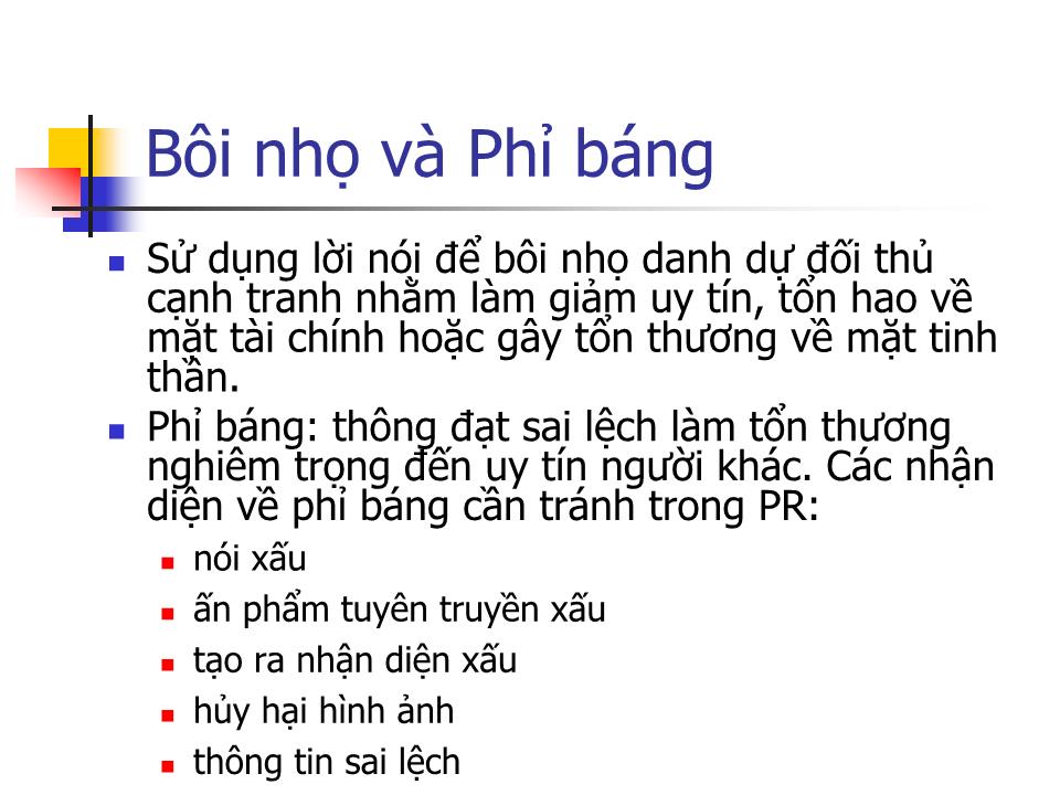 Bài giảng Quan hệ công chúng - Bài 9: Luật pháp & Đạo đức trong hoạt động PR trang 4