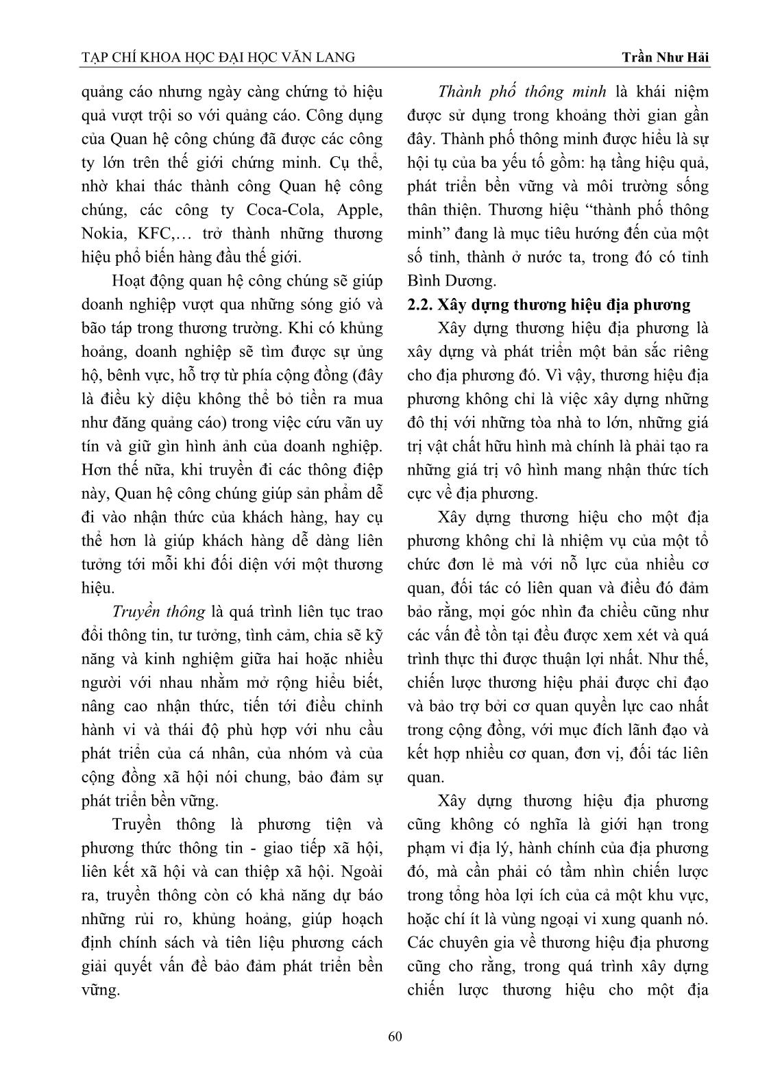 Bình Dương xây dựng thương hiệu “Thành phố thông minh” dưới góc nhìn quan hệ công chúng và truyền thông trang 3